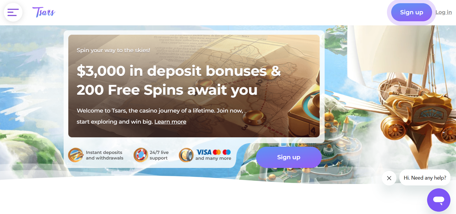 Tsars Casino Australia | $2000 Bonus + 200 Free Spins
